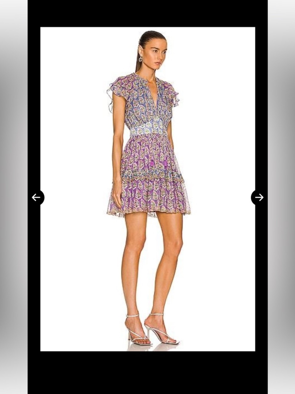NWT HEMANT & NANDITA Hera Sage Lavender Floral Tiered Mini Dress